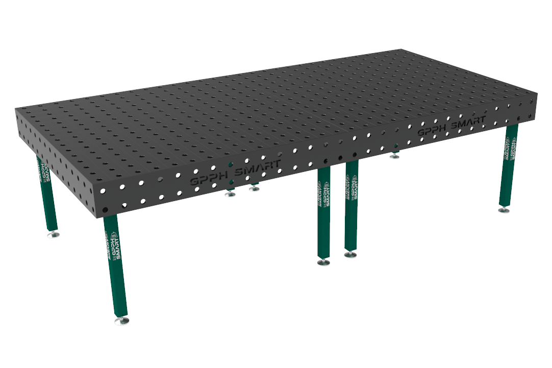Stół spawalniczy SMART Siatka - 100x100mm, System - Φ28, Rozmiar - 3000x1480mm, Nogi - Na stopach, Blat - 15mm