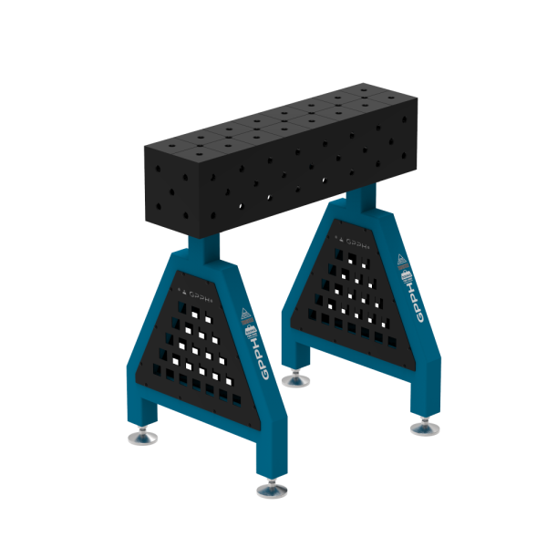 Suport de sudură TRESTLE PLUS 800x200x200 mm - sistem fi 16 - Plasă DIAGONALĂ - Pe picioare