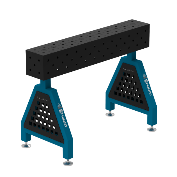 Support de soudage TRESTLE PLUS 1200x200x200 mm - système fi 16 - Grille DIAGONALE - Sur pieds