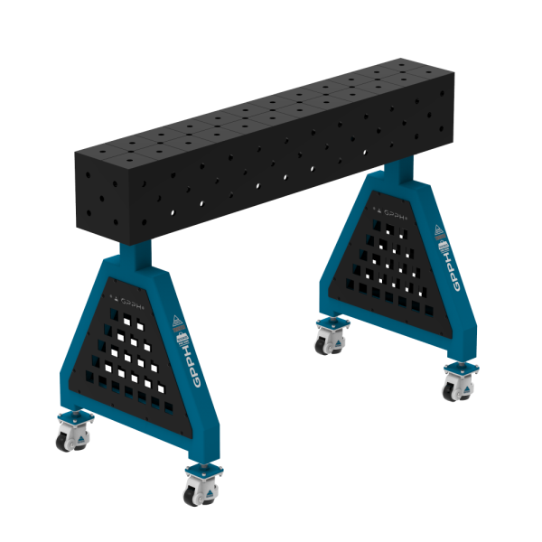 Suport de sudură TRESTLE ECO 1200x200x200 mm - sistem fi 16 - Plasă DIAGONALĂ - Pe roți