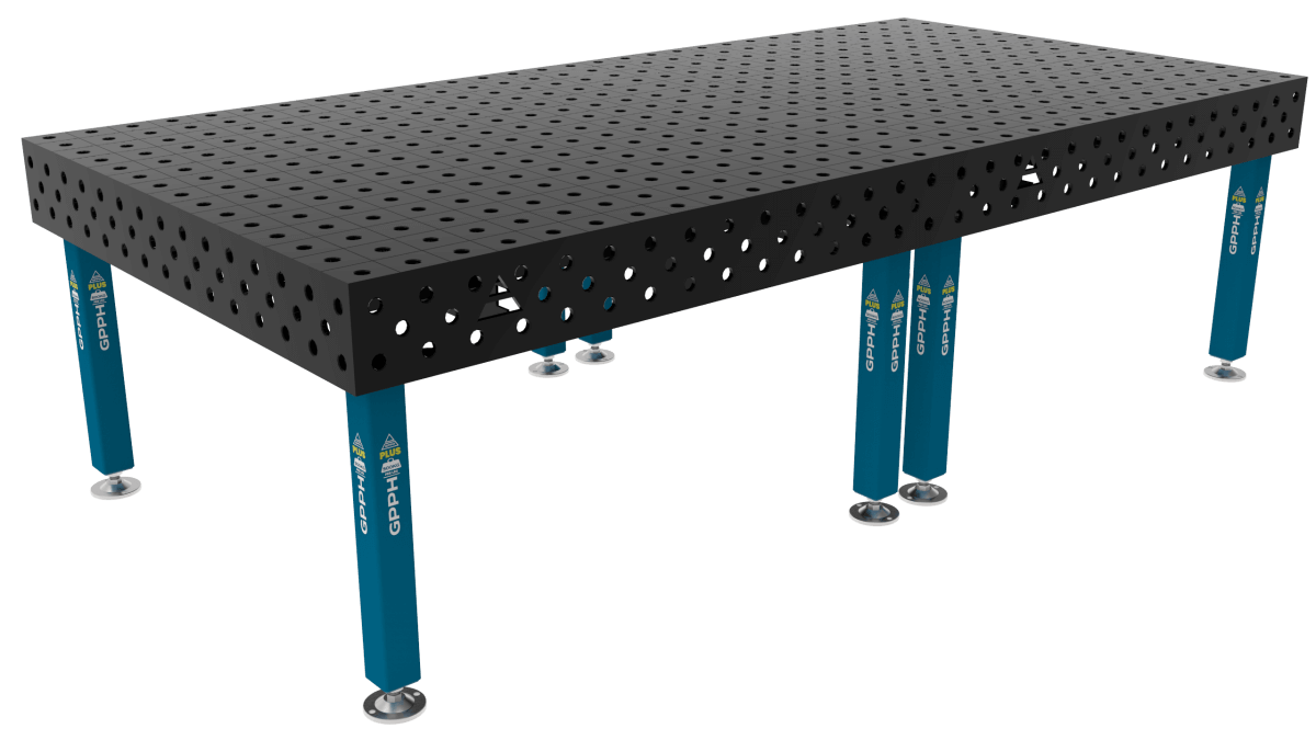 Welding Table PLUS Grid - 100x100mm, System - Φ28, Size - 3000x1480mm, Legs - On feet