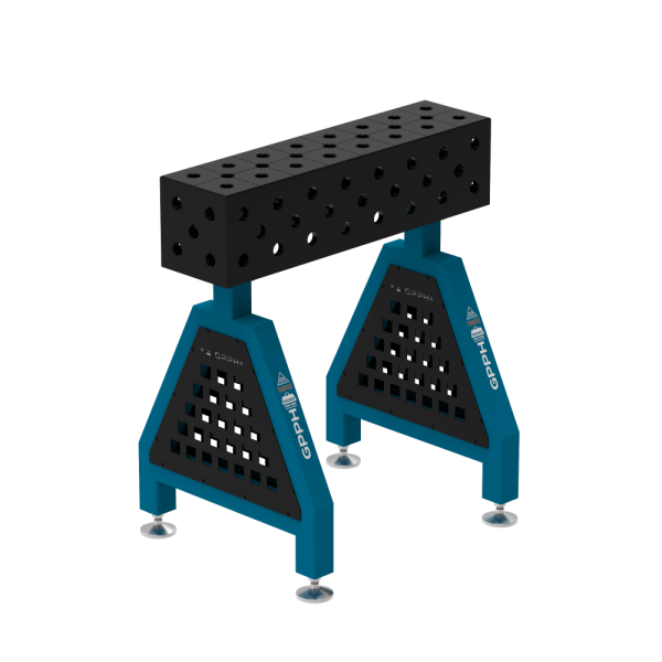 Soporte de soldadura TRESTLE PRO 800x200x200 mm - sistema fi 28 - Malla DIAGONAL - Con patas