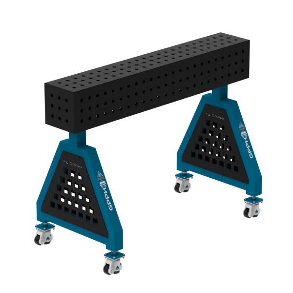 Svařovací podpora TRESTLE PRO 1200x200x200 mm – systém fi 16 – síť 50x50 mm – na kolečkách