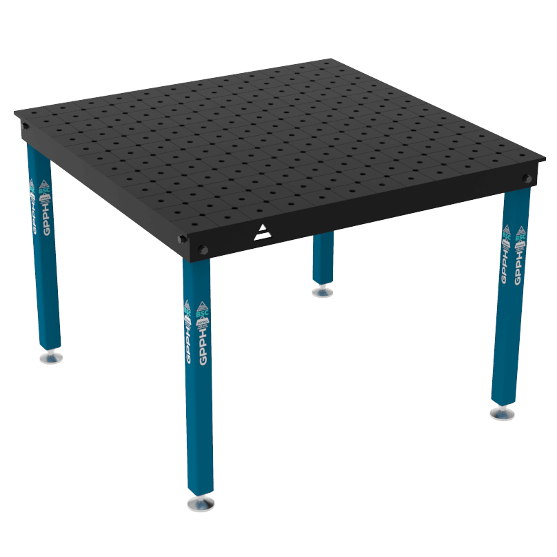Schweißtisch BASIC Größe – 1200 x 1200 mm, System – Φ16, Beine – auf Füßen, Gitter – DIAGONAL