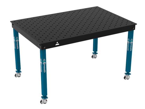 Mesa de soldadura BASIC Tamaño: 1500 x 1000 mm, sistema: Φ16, patas: con ruedas, rejilla: DIAGONAL