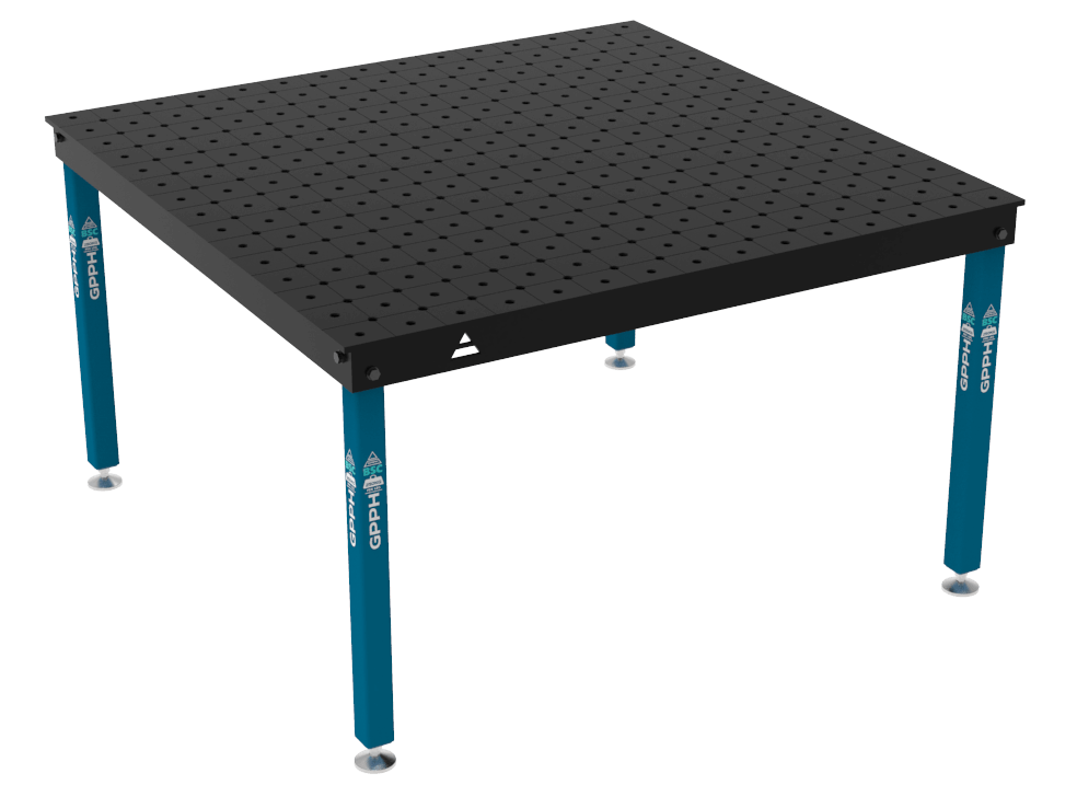 Mesa de soldadura BASIC Tamaño: 1500 x 1480 mm, sistema: Φ16, patas: sobre pies, rejilla: DIAGONAL