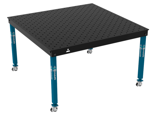 Svařovací stůl BASIC Rozměry – 1500 x 1480 mm, systém – Φ16, nohy – na kolečkách, síť – DIAGONÁLNÍ