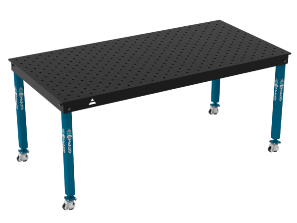 Svařovací stůl BASIC Rozměry – 2000 x 1000 mm, systém – Φ16, nohy – na kolečkách, síť – DIAGONÁLNÍ