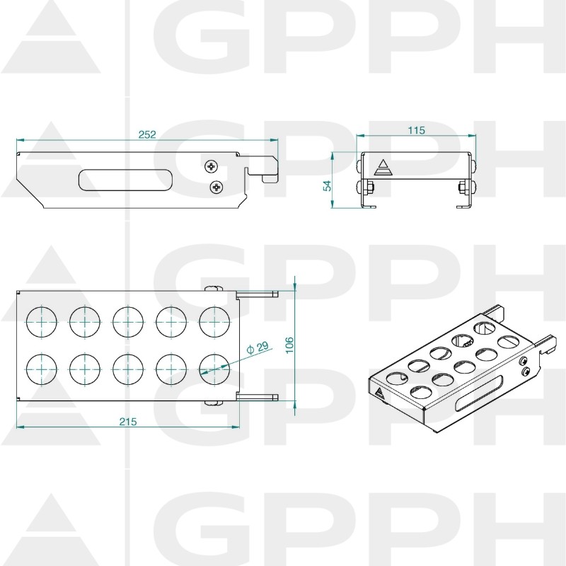 Estante móvil para pernos S fi16mm - dibujo técnico