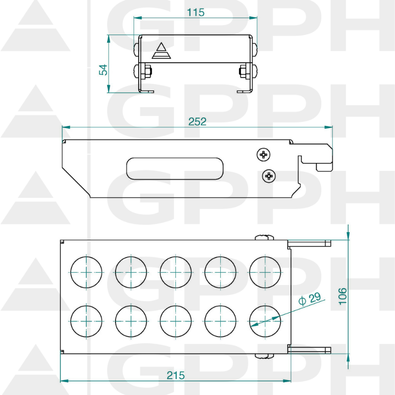 Estante móvil para pernos S fi28mm - dibujo técnico