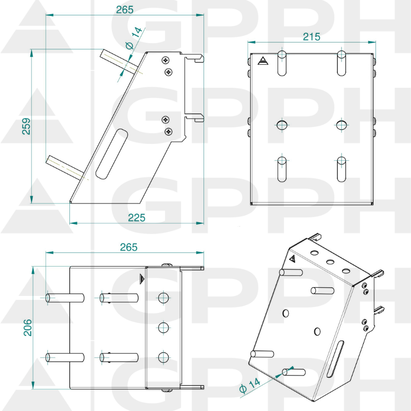 MIX mobile shelf, fi16 mm - technical drawing