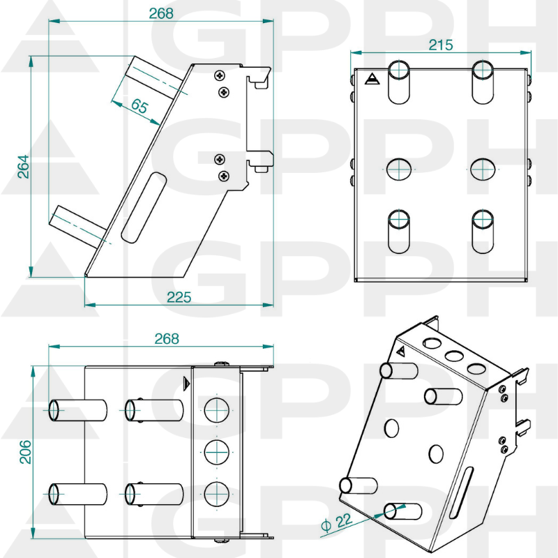 MIX mobile shelf, fi28 mm – technical drawing