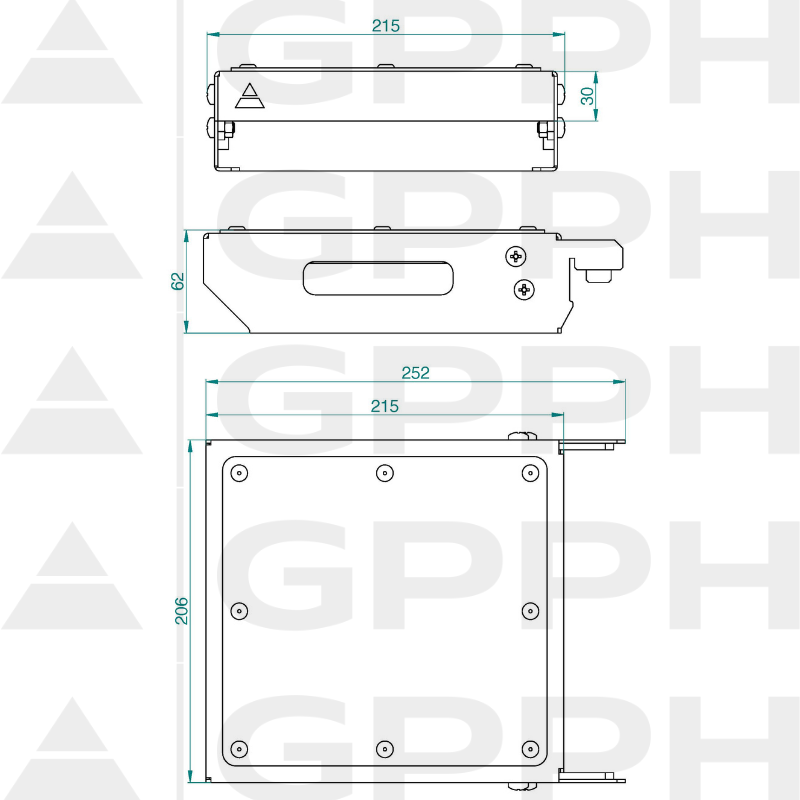 Mobile flat shelf L - technical drawing