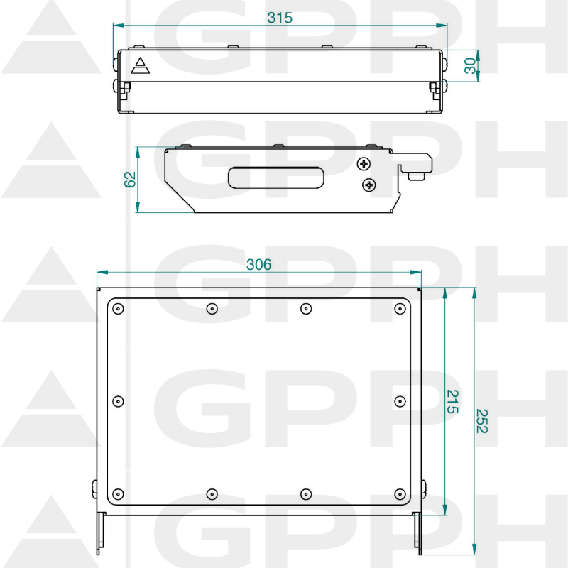 Mobile flat shelf M - technical drawing
