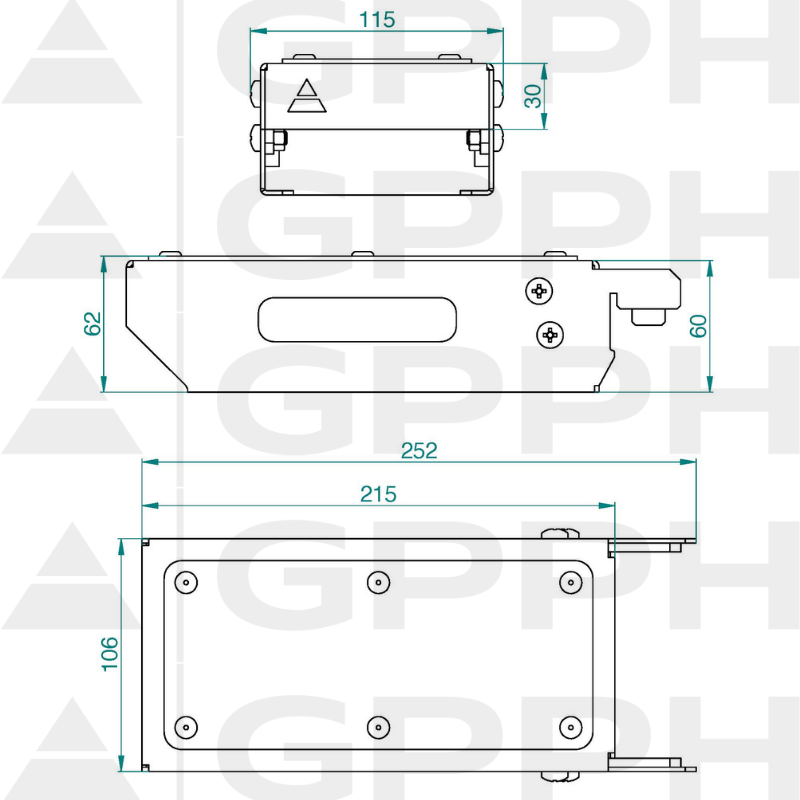 Mobilna półka płaska S - rysunek techniczny