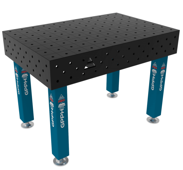 Table de soudage PRO Dimensions : 1200 x 800 mm, maillage : 100 x 100 mm, système : Φ16, pieds : sur socles