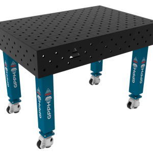 Table de soudage PRO Dimensions : 1200 x 800 mm, système : Φ16, pieds : sur roulettes, grille : DIAGONALE