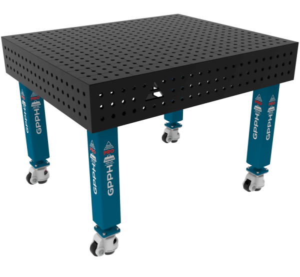 Mesa de soldadura PRO Tamaño: 1200 x 1000 mm, rejilla: 50 x 50 mm, sistema: Φ16, patas: con ruedas
