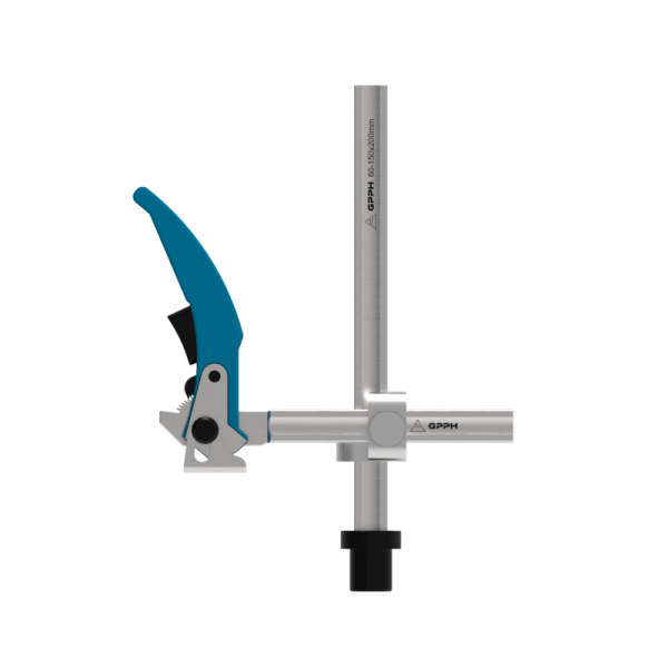 Fastening clamp with lever and variable throat depth GPPH