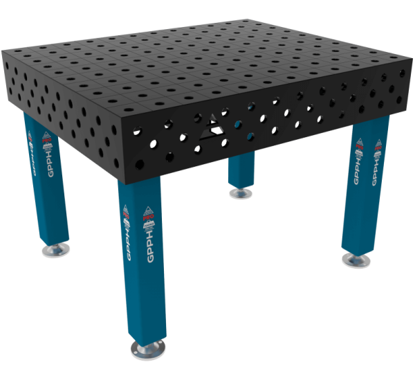 Table de soudage PRO Grille - 100x100 mm, Système - Φ28, Dimensions - 1200x1200 mm, Pieds - Sur patins