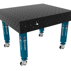 Table de soudage PRO Grille - 100x100 mm, Système - Φ16, Dimensions - 1200x1200 mm, Pieds - Sur roulettes