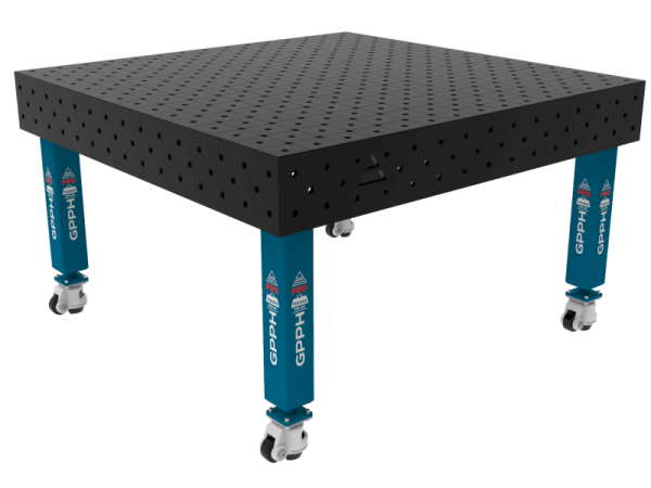 Mesa de soldadura PRO System - Φ16, tamaño - 1500 x 1480 mm, patas - con ruedas, rejilla - DIAGONAL