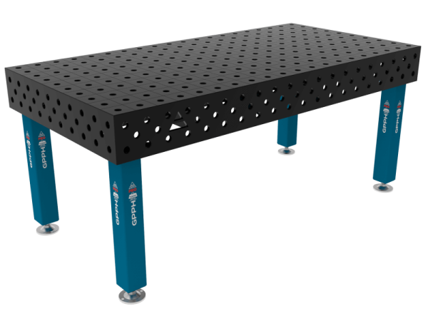 Table de soudage PRO Grille - 100x100 mm, Système - Φ28, Dimensions - 2000x1000 mm, Pieds - Sur patins