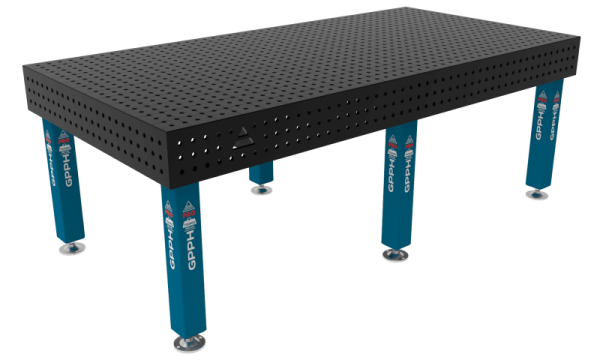 Table de soudage PRO Grille - 50x50 mm, Système - Φ16, Dimensions - 2400x1200 mm, Pieds - Sur patins