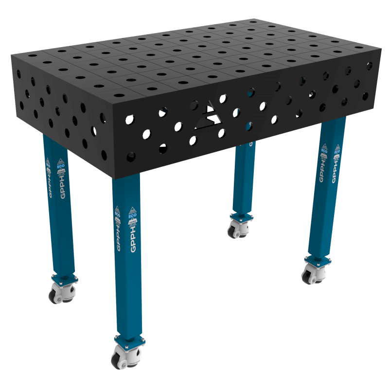 Stół Spawalniczy ECO Rozmiar - 1000x600mm, Siatka - 100x100mm, System - Φ28, Nogi - Na kołach