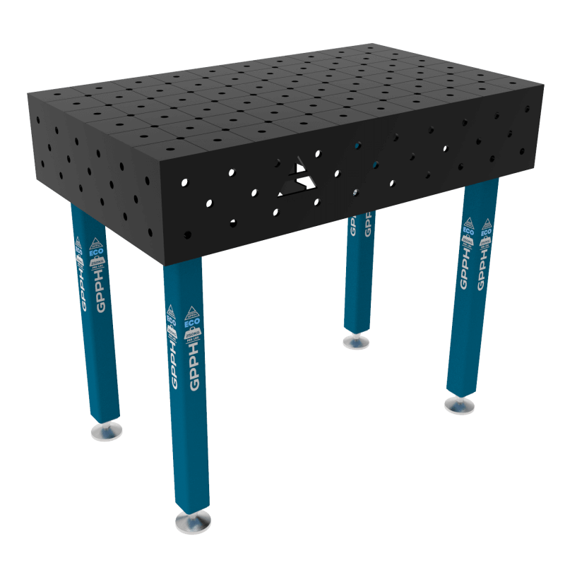 Stół Spawalniczy ECO Rozmiar - 1000x600mm, Siatka - DIAGONALNA, System - Φ16, Nogi - Na stopach