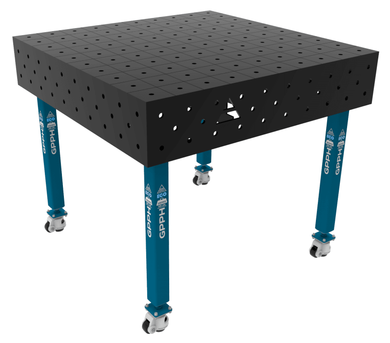 Stół Spawalniczy ECO Rozmiar - 1000x1000mm, Siatka - 100x100mm, System - Φ16, Nogi - Na kołach