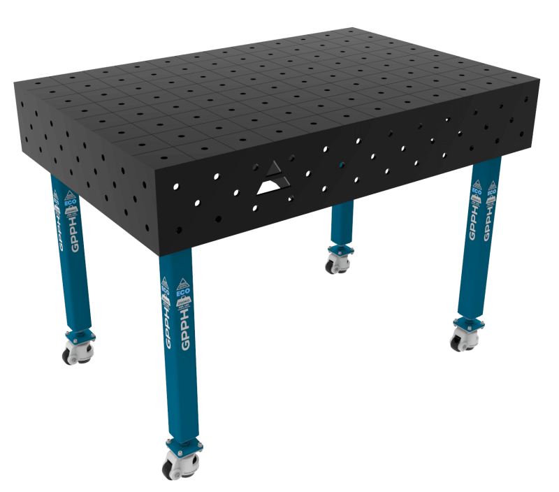 Stół Spawalniczy ECO Rozmiar - 1200x800mm, Siatka - 100x100mm, System - Φ16, Nogi - Na kołach