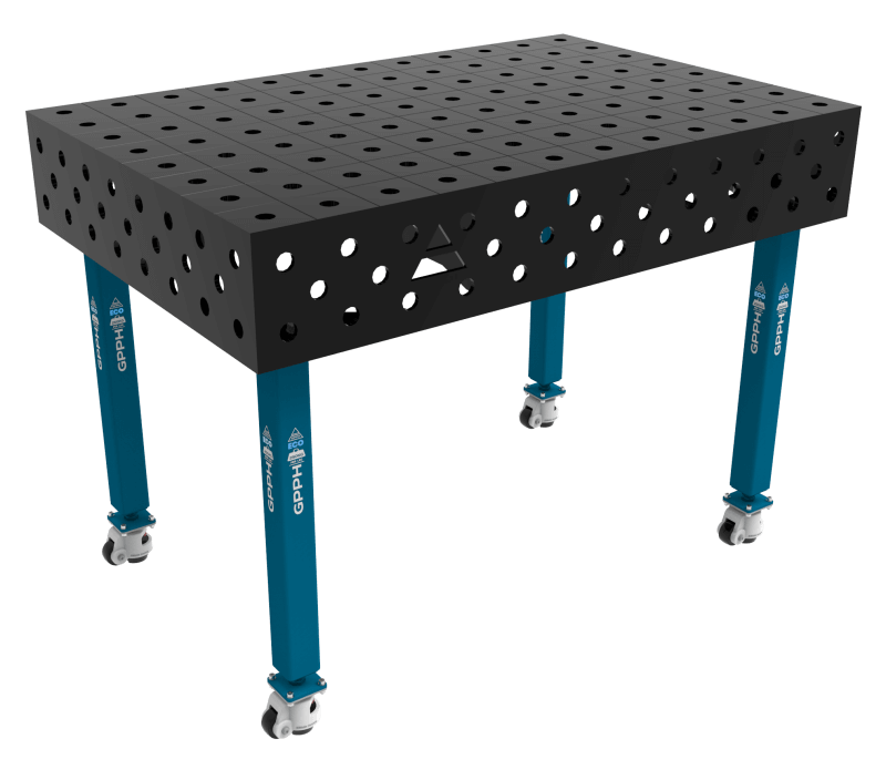 Stół Spawalniczy ECO Rozmiar - 1200x800mm, Siatka - 100x100mm, System - Φ28, Nogi - Na kołach