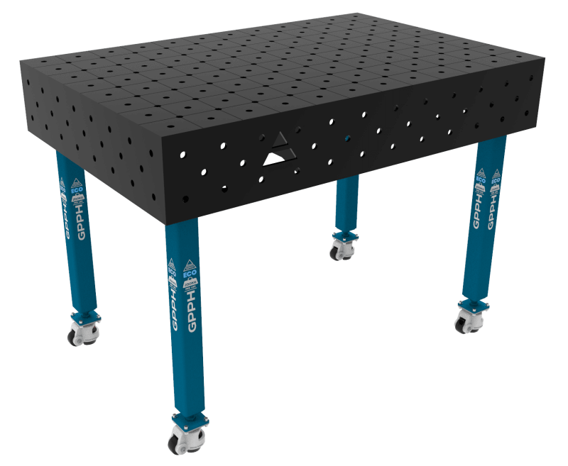 Stół Spawalniczy ECO Rozmiar - 1200x800mm, Siatka - DIAGONALNA, System - Φ16, Nogi - Na kołach