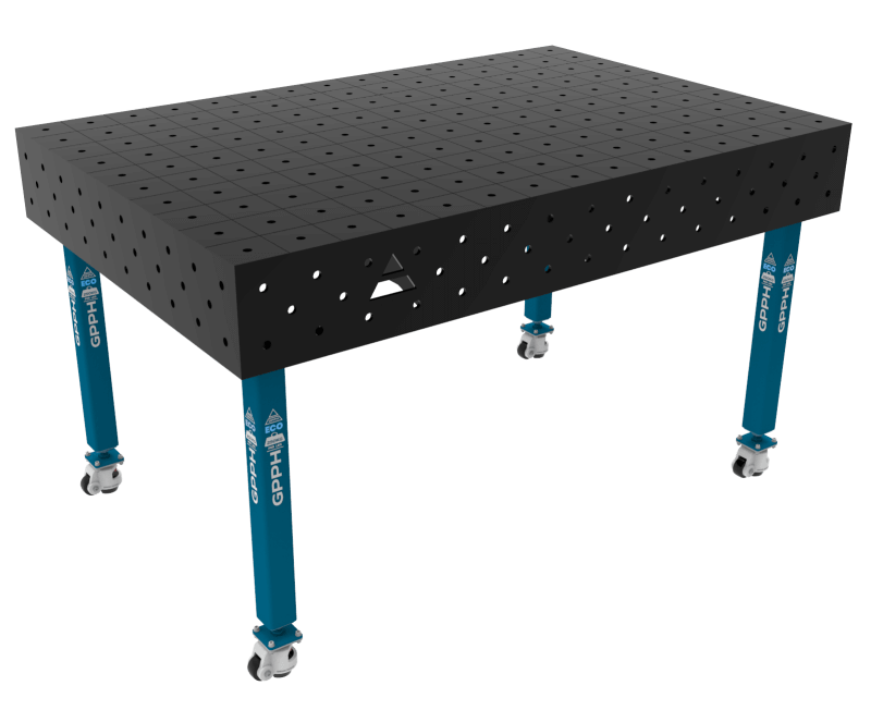 Welding Table ECO Size - 1500x1000mm, Grid - 100x100mm, System - Φ16, Legs - On wheels