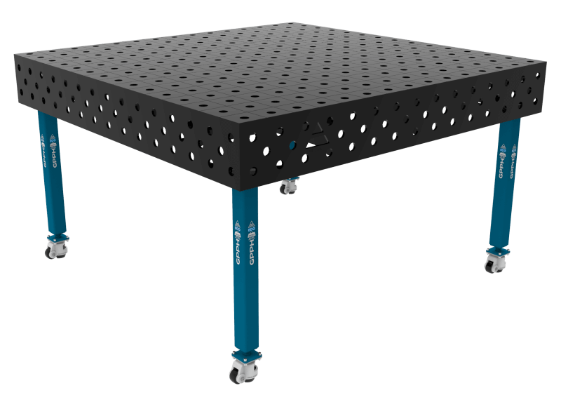 Stół Spawalniczy ECO Rozmiar - 1500x1480mm, Siatka - 100x100mm, System - Φ28, Nogi - Na kołach