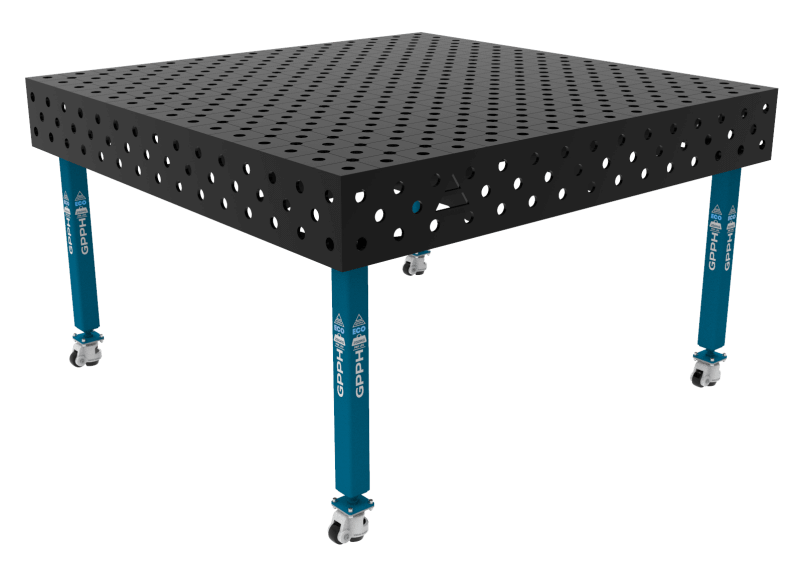 Stół Spawalniczy ECO Rozmiar - 1500x1480mm, Siatka - DIAGONALNA, System - Φ28, Nogi - Na kołach
