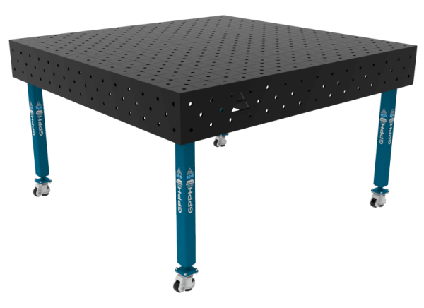 Stół Spawalniczy ECO Rozmiar - 1500x1480mm, Siatka - DIAGONALNA, System - Φ16, Nogi - Na kołach