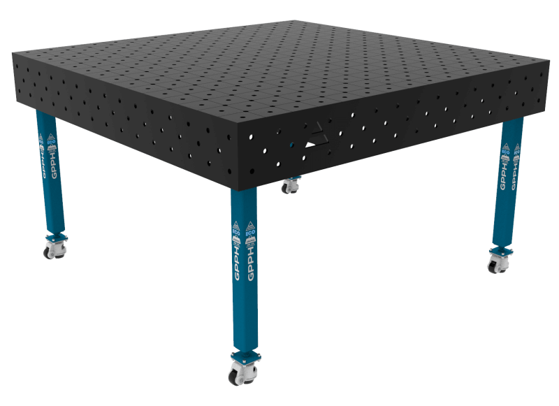 Stół Spawalniczy ECO Rozmiar - 1500x1480mm, Siatka - DIAGONALNA, System - Φ16, Nogi - Na kołach