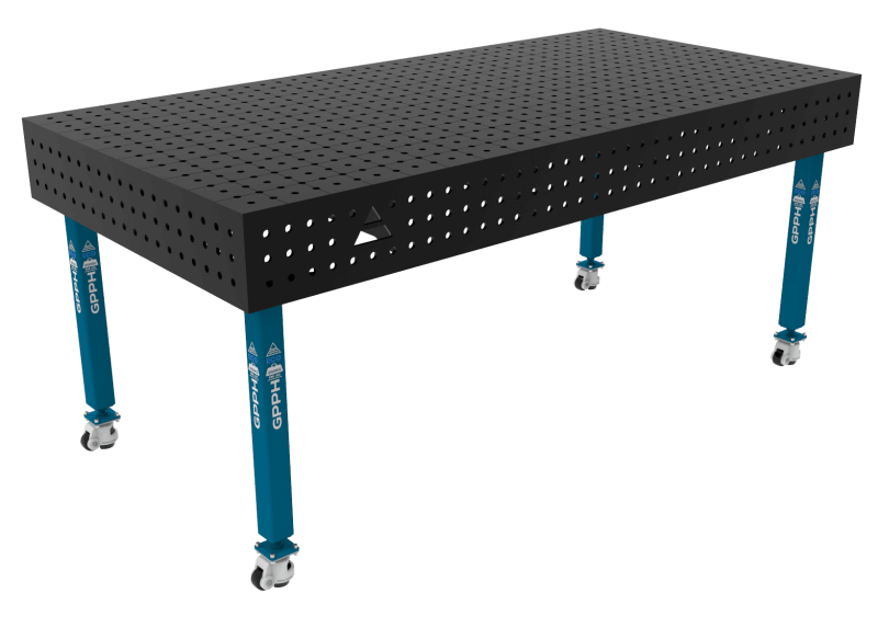 Stół Spawalniczy ECO Rozmiar - 2000x1000mm, Siatka - 50x50mm, System - Φ16, Nogi - Na kołach