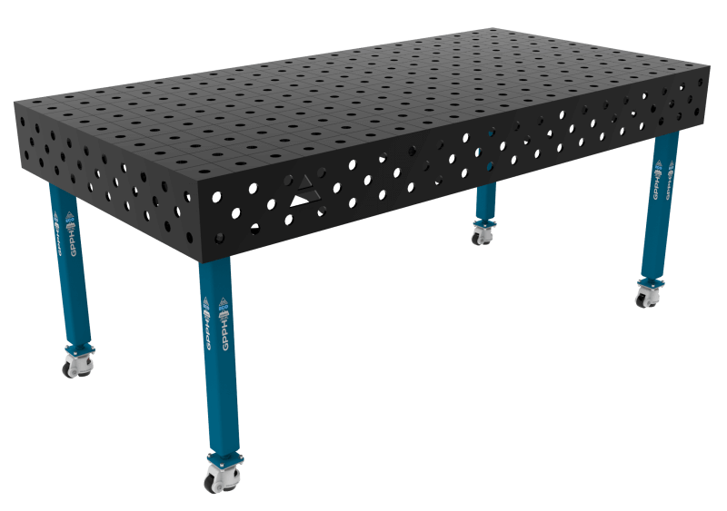 Stół Spawalniczy ECO Rozmiar - 2000x1000mm, Siatka - 100x100mm, System - Φ28, Nogi - Na kołach