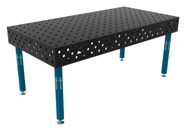 Table de soudage ECO Dimensions : 2000 x 1000 mm, grille : 100 x 100 mm, système : Φ28, pieds : sur patins