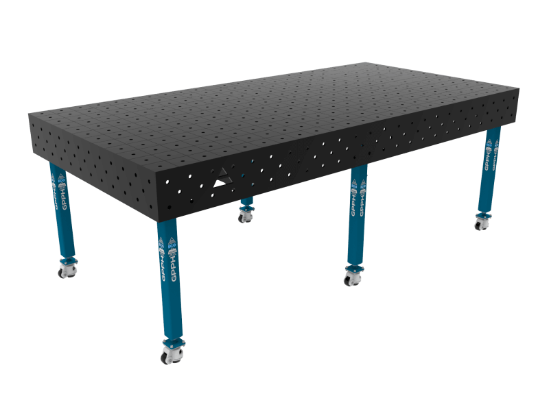 Stół Spawalniczy ECO Rozmiar - 2400x1200mm, Siatka - 100x100mm, System - Φ16, Nogi - Na kołach