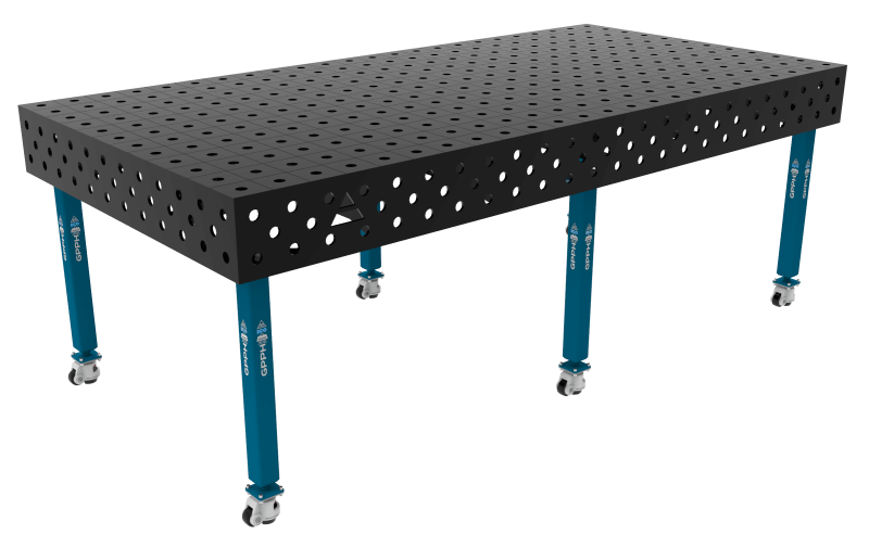 Stół Spawalniczy ECO Rozmiar - 2400x1200mm, Siatka - 100x100mm, System - Φ28, Nogi - Na kołach