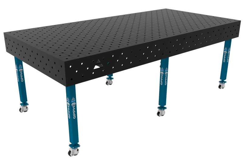 Stół Spawalniczy ECO Rozmiar - 2400x1200mm, Siatka - DIAGONALNA, System - Φ16, Nogi - Na kołach