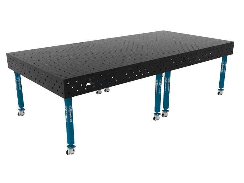 Stół Spawalniczy ECO Rozmiar - 3000x1480mm, Siatka - 100x100mm, System - Φ16, Nogi - Na kołach