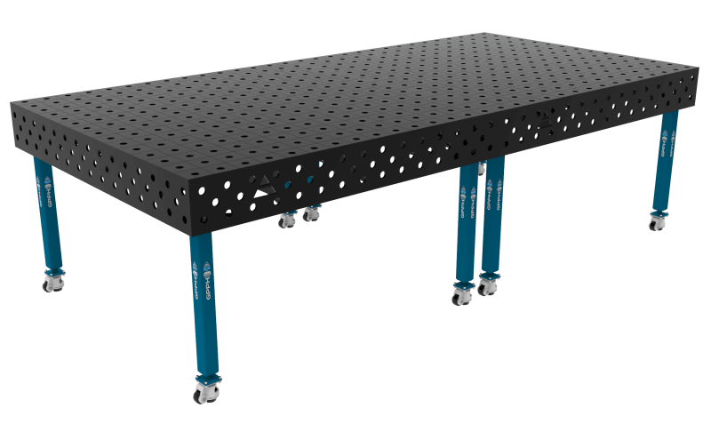 Stół Spawalniczy ECO Rozmiar - 3000x1480mm, Siatka - 100x100mm, System - Φ28, Nogi - Na kołach