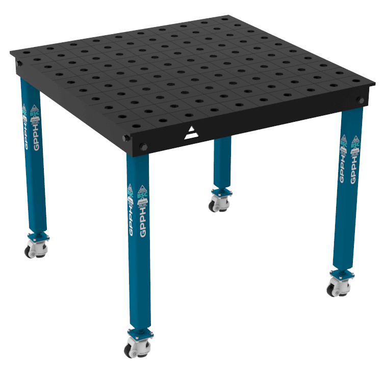 BASIC Welding Table Size - 1000x1000mm, Grid - 100x100mm, System - Φ28, Legs - On wheels