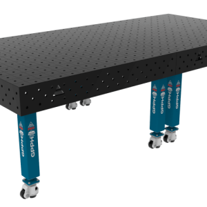 Table de soudage PRO Dimensions : 3000 x 1480 mm, maillage : 100 x 100 mm, système : Φ16, pieds : sur roulettes