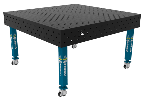 Stół Spawalniczy PLUS Rozmiar - 1500x1480mm, Siatka - diagonalna, System - Φ16, Nogi - Na kołach